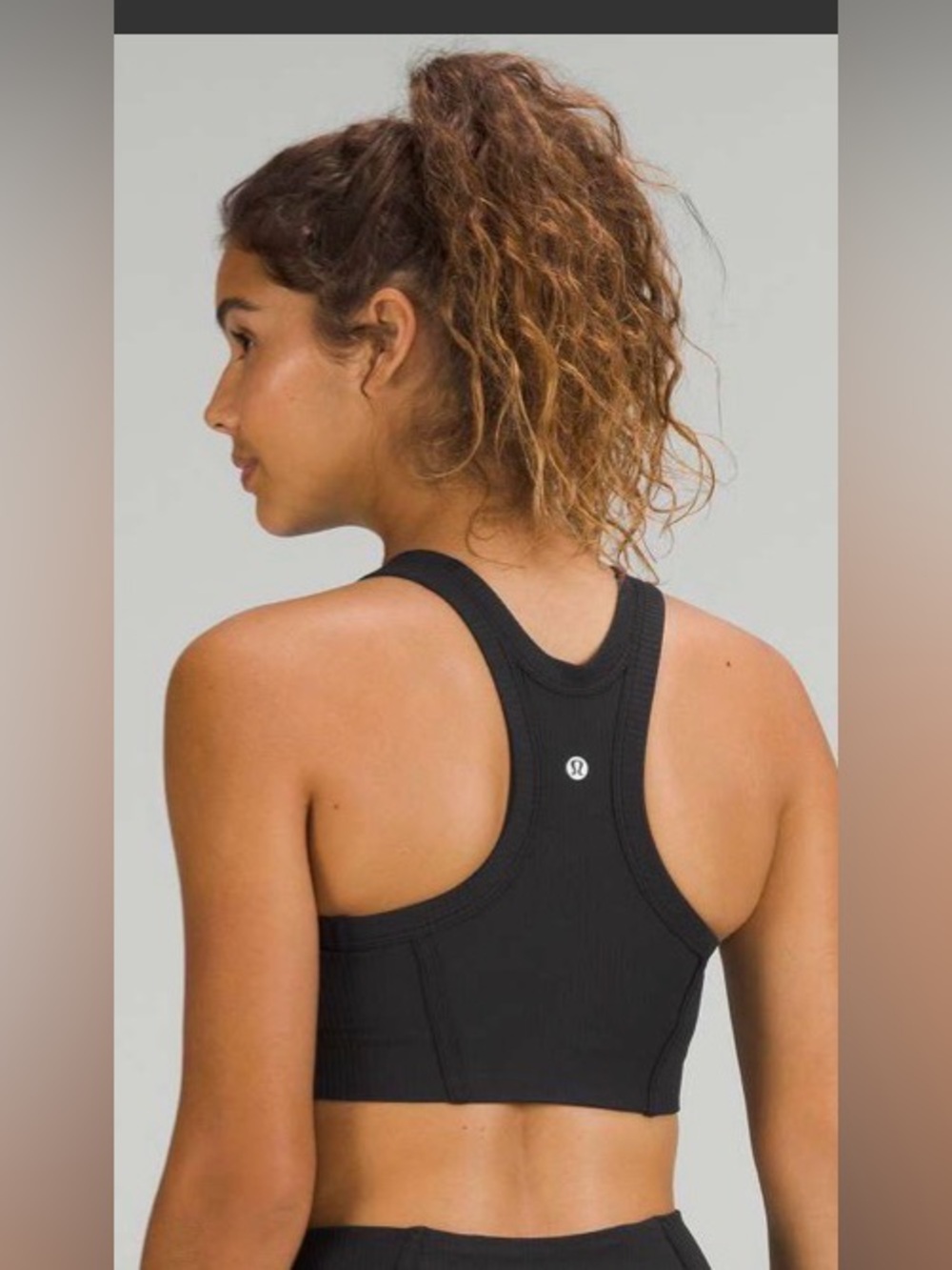 lululemon athletica nulu high neck yoga Black Ribbed Racerback Crop Top
